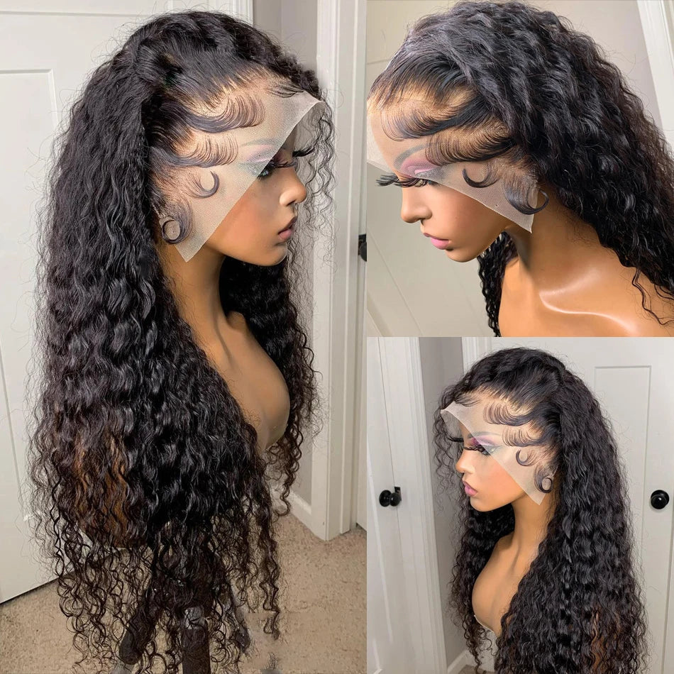 Preplucked Glueless Long 26“ Natural Black Kinky Curly 180%Density 13x4 Lace Front Wig For Women Heat Resistant BabyHair Daily