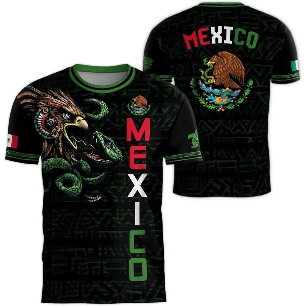 2026 Mexico National Flag Print T Shirt Men women 3D Eagle Pattern Short Sleeve Tees Outdoor Football Sports Clothes Casual Tops