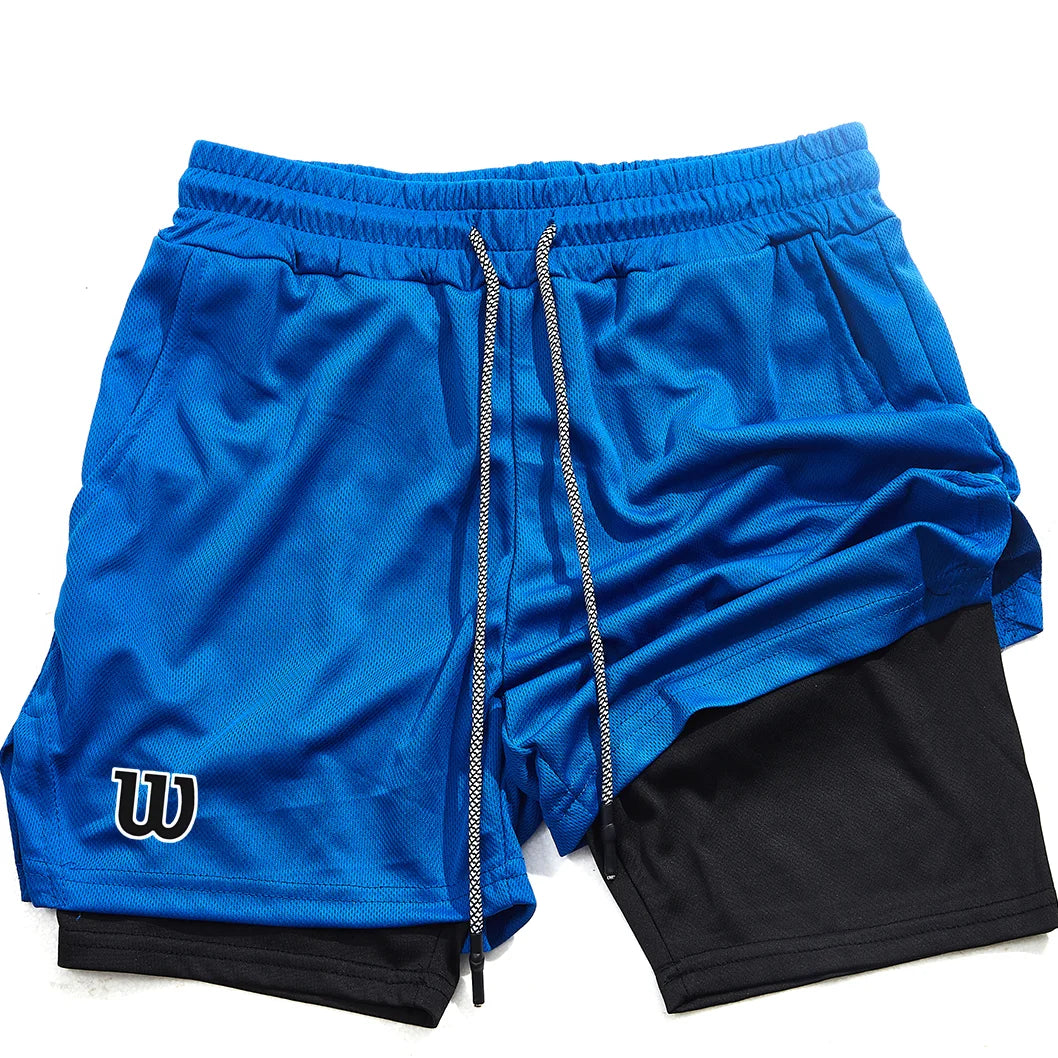 2026 New Men's Sports Shorts Summer Shorts Breathable Tennis Jogging Double-Layer Shorts Fast Drying Badminton Shorts