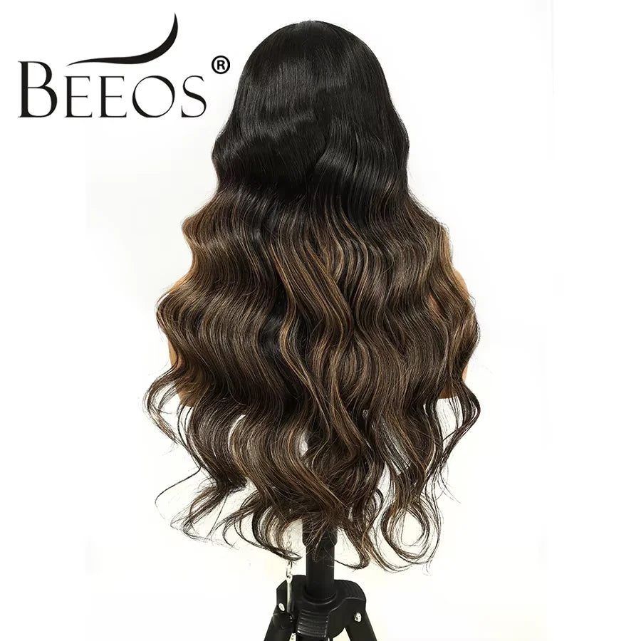 13x6 Transparent HD Lace Frontal Wigs Highlight Wig Human Hair HD Lace Wigs Quick Weave Wigs Deep Part Brazilian Hair For Women