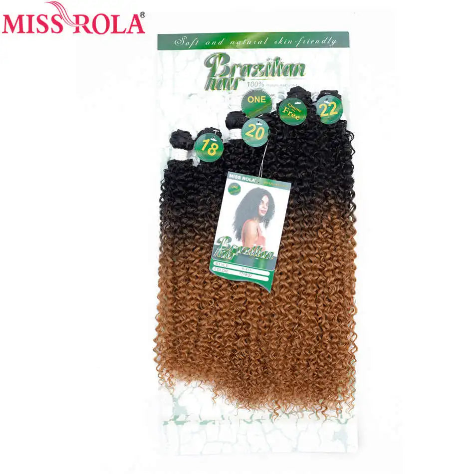 Miss Rola Ombre Hair Bundles Synthetic Kinky Curly Hair Extensions Sew In Hair Weaves 18-22 inch 6pcs/Pack 200g Hair Wefts