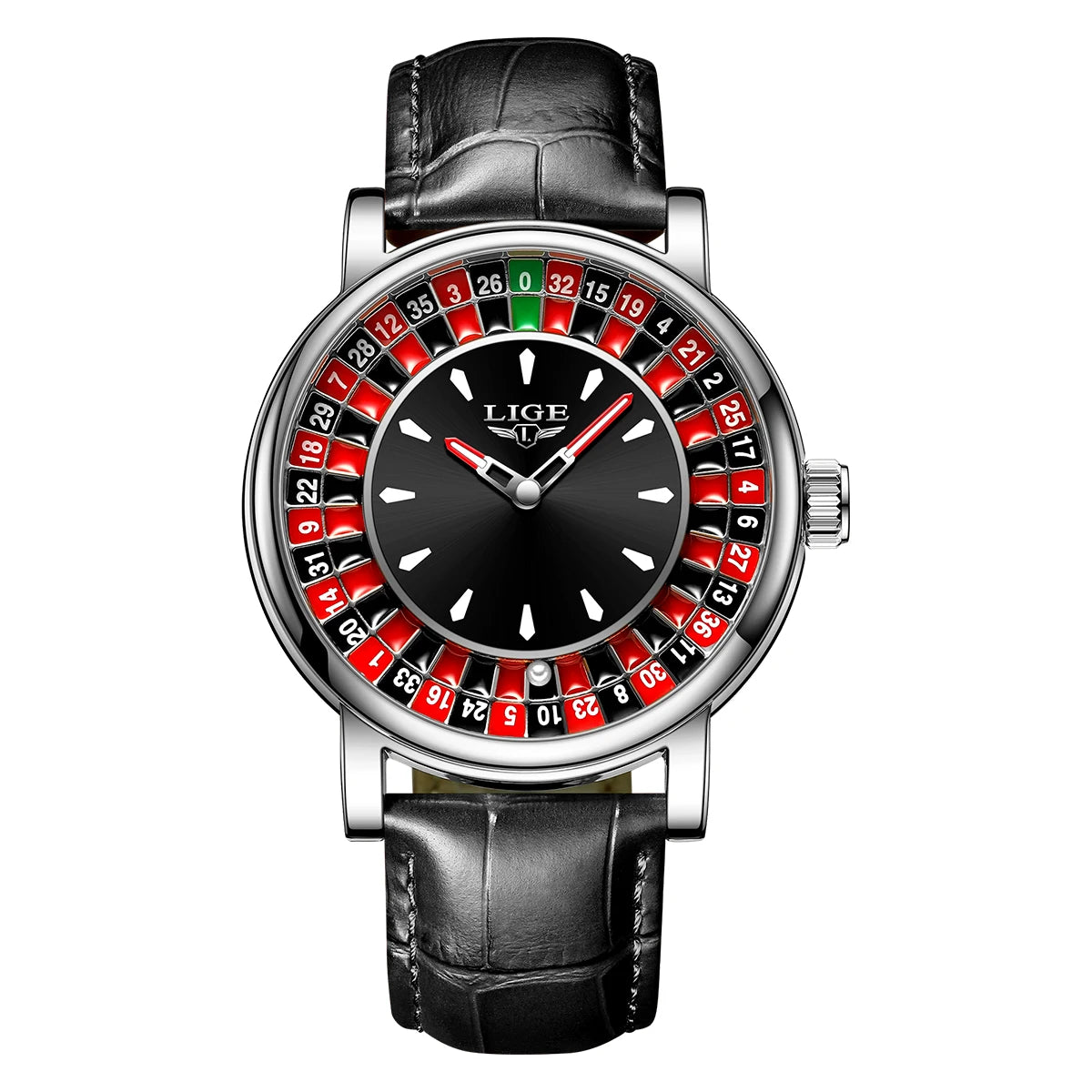 Lige Men's watches Featured Waterproof luminous quartz wristwatch Dial Las Vegas Roulette Table Desk Theme mens watch Reloj+BOX