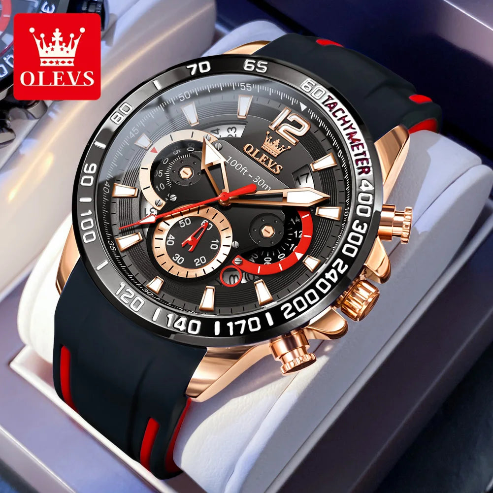 OLEVS casual fashion Men's wristwatch Chronograph waterproof 46mm Large dial quartz watch for man luminous sports genuine watch