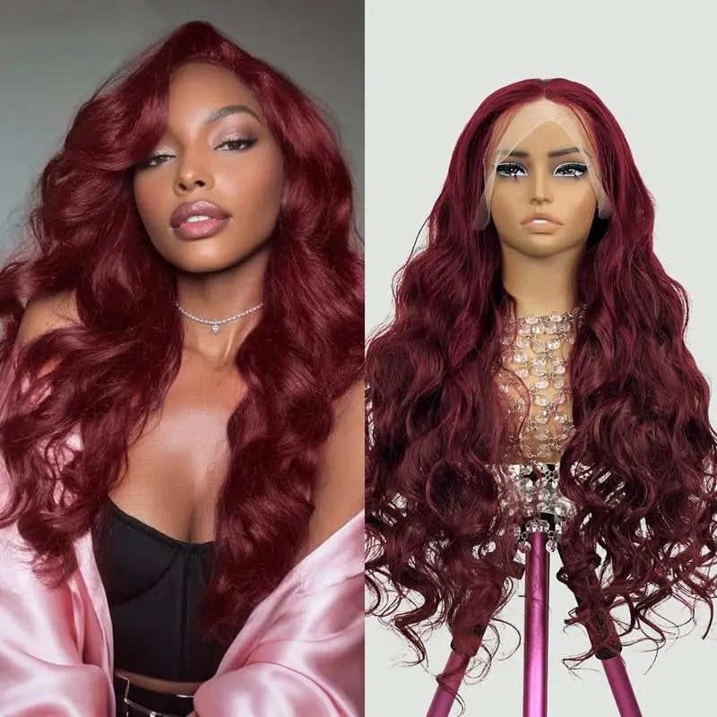 Wine Red Burgundy 99J 40 Inches Long-length 200% High Density 13x6 13x4 HD Transparent Lace Frontal Wig Human Hair Wigs Body Wave Brazilian Hair Pre Plucked For Women
