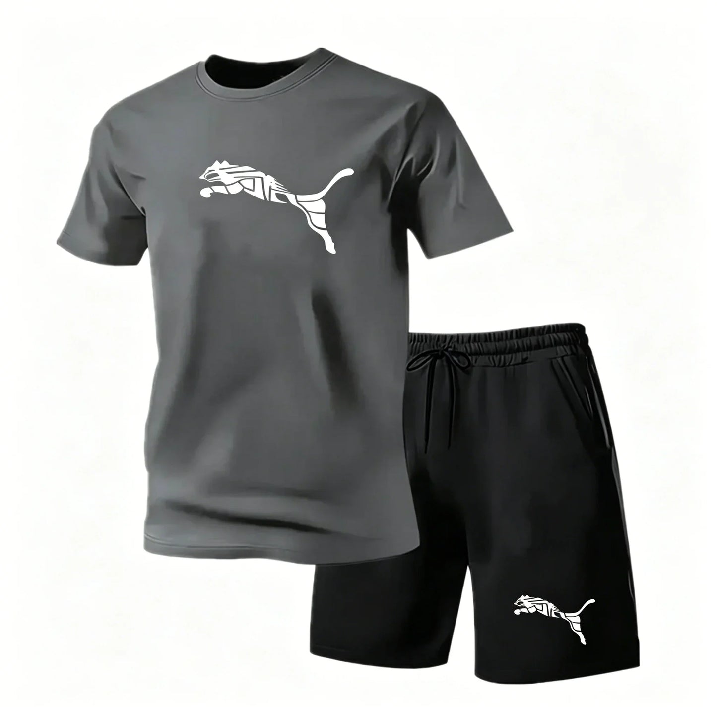 Men's New Fashionable Casual T-shirt Shorts Two-piece Set 2026 Men's Summer Outdoor Sports Breathable Set