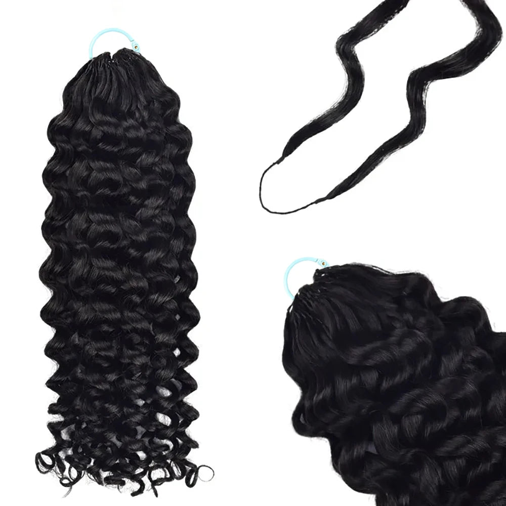 Feather Crochet Human Hair Deep Curly 50G Knotless Pre‑Separated Invisible Miracle Knots Hair Lightweight Reusable Crochet Hair
