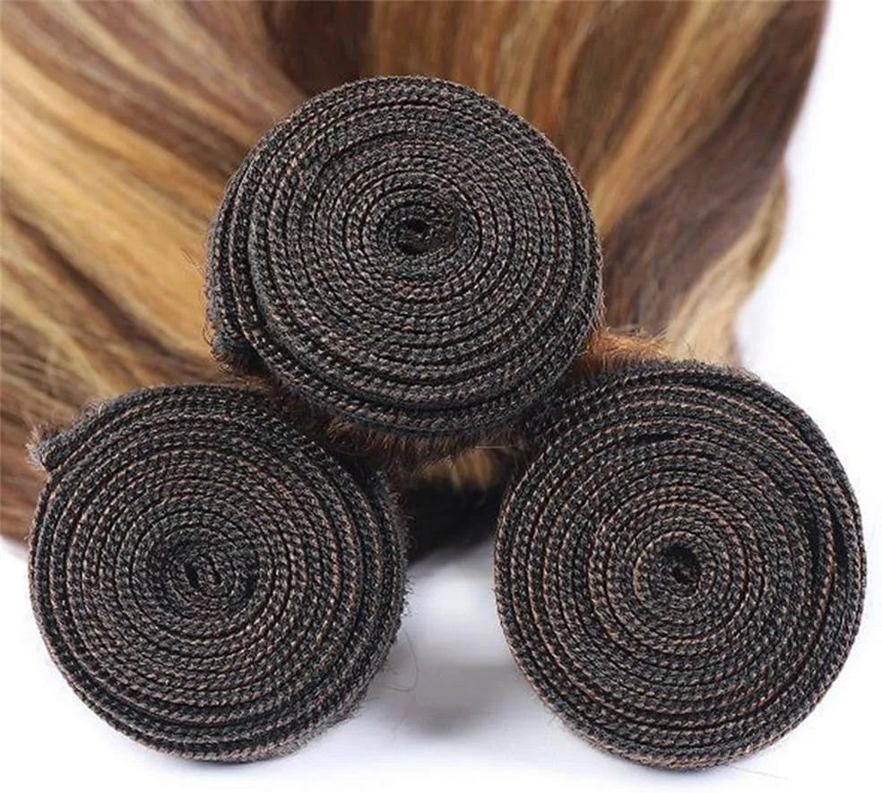 Piano Color 4/27 Straight Bundles Virgin Human Hair Brazilian Hair Weaving Highlight Human Hair 2/3 Bundles Deals For Extensions