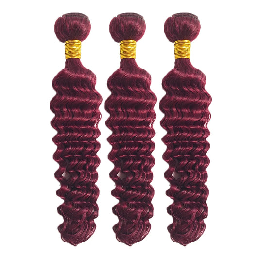 99J Color Burmese Curly Hair Bundles Burgundy Human Hair Bundle Extension Human Hair Weave Tissage Deep Wave 1/3/4 Bundles