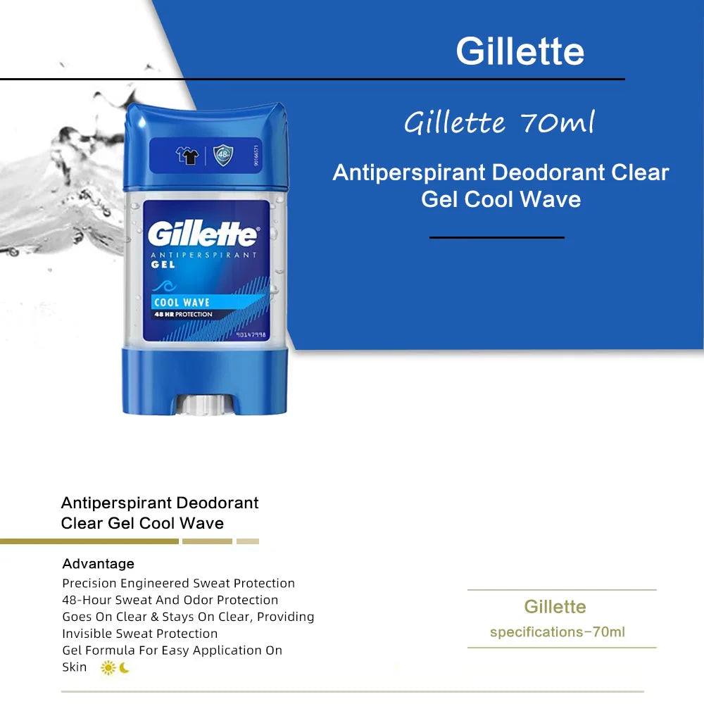 Gillette Clear Gel Cool Wave Anti-perspirant Deodorant 70ml*3 packs/6packs, Sweat & Odour protection, Cool wave