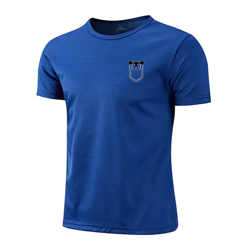 Quick-drying mesh sports T-shirt men's short-sleeved versatile slim round neck breathable bottoming shirt casual muscle fitness clothes