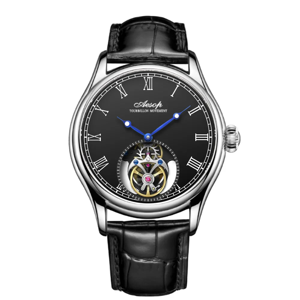 Aesop Real Flying Tourbillon Movement Mechanical Watches Luxury Watch for Men Skeleton Tourbillon Watch Sapphire Official Store