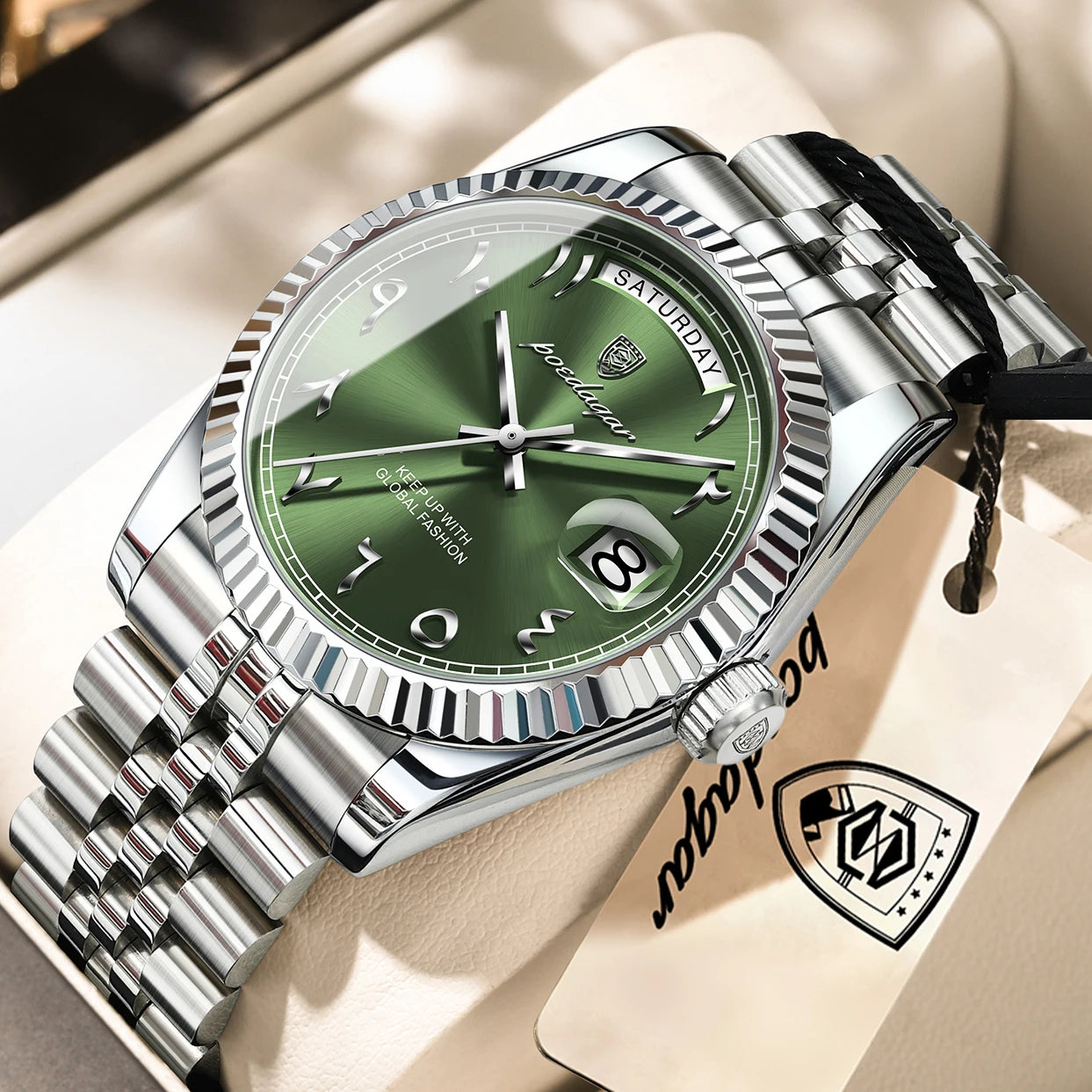 POEDAGAR Brand Fashion Men Clock Waterproof Date Week Business Man Watch Stainless Steel High Quality Quartz Men's Watches Reloj