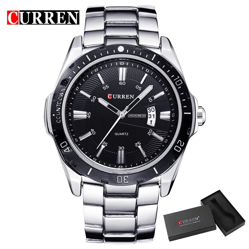 CURREN Fashion Men's Quartz Watch Stainless Steel Waterproof Luminous Man Watch Chronograph Date Multifunction Watches For Men