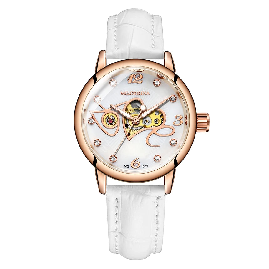 ORKINA Automatic Mechanical Women's Watch Top Brand Luxury Fashion Casual Leather or Stainless Steel Band Lady Dress Wristwatch