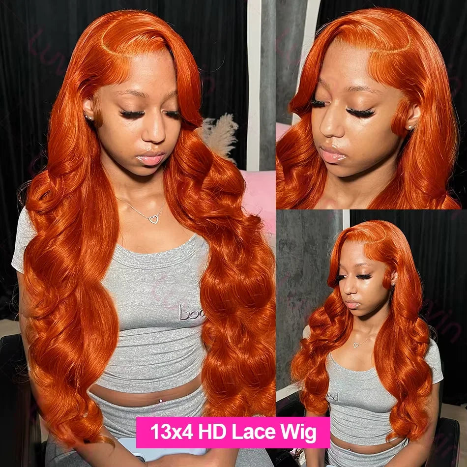 Deep Wave Ginger Orange Lace Front Curly Human Hair Wig Water Wave 13x4 13x6 HD Lace Frontal Wig For Women Brazilian 200 Density