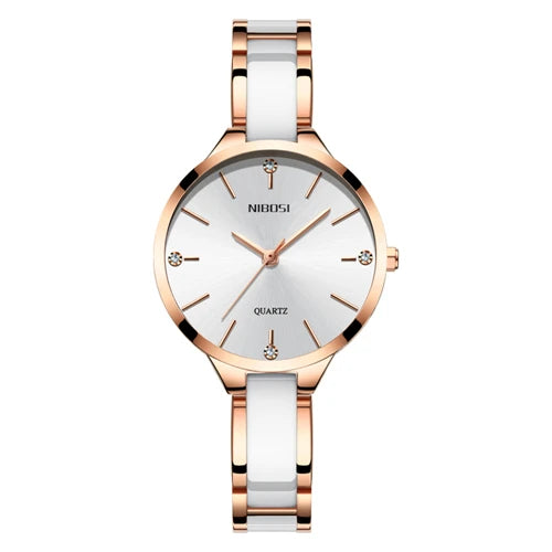 NIBOSI Fashion Women Watches Top Brand Luxury Ceramic Strap Rose Gold Watch Waterproof Ladies Quartz Wristwatch Relogio Feminino