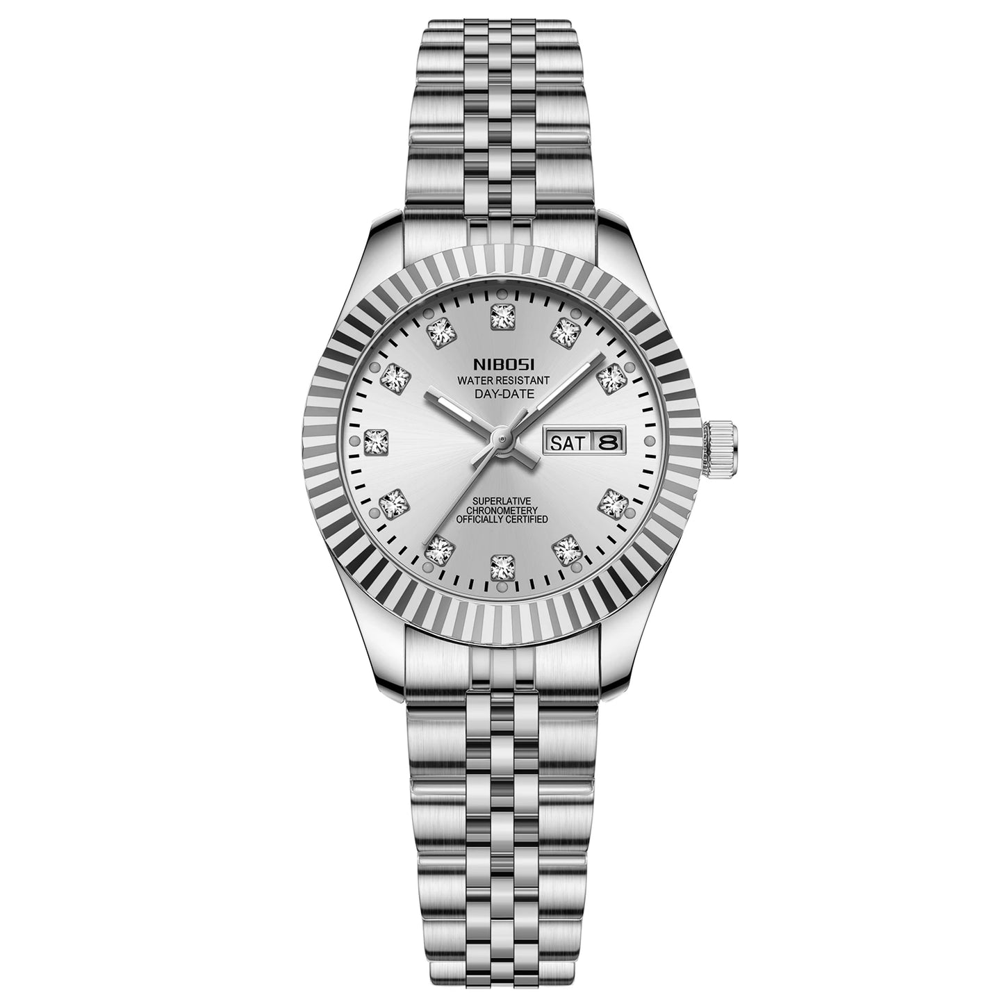 NIBOSI Fashion Women Watches Top Brand Luxury Diamond Ladies Quartz Watches Business Week Display Female Clock Wristwatch Reloj