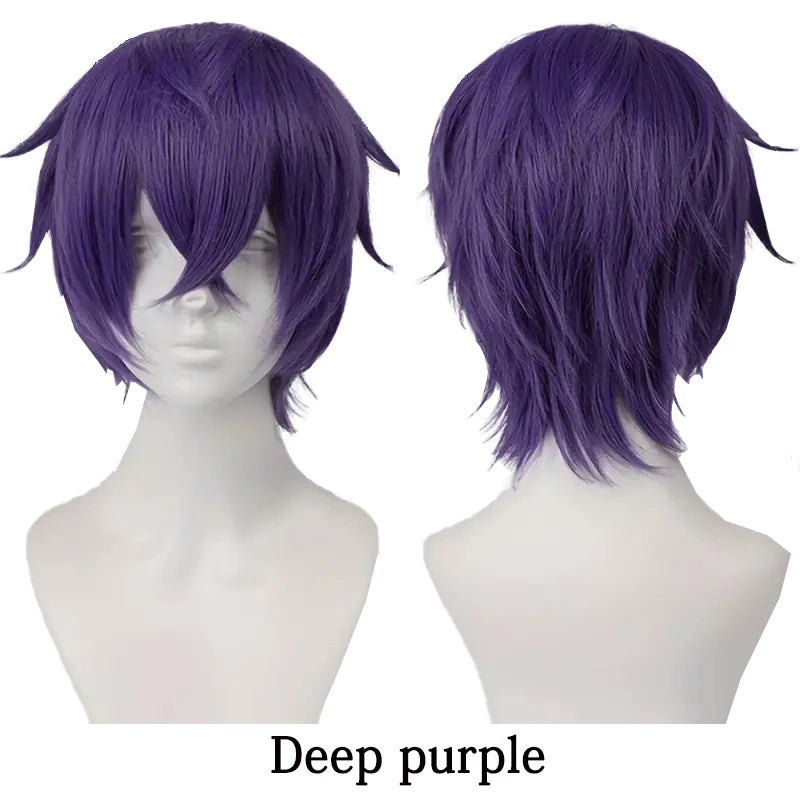 10-Inch Short Straight Hair Suitable For Both Men And Women, Cosplay Synthetic Hair Anime Role-Play Halloween Party Upturned Wig