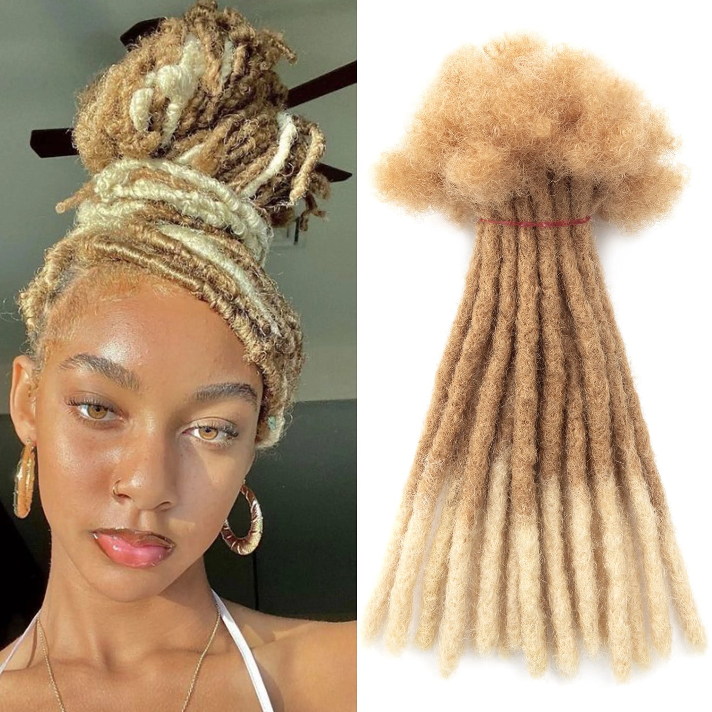 20strands/pack 0.6cm Thickness Tip Blonde 100% Real Human Hair Dread Lock Extensions Full Handmade Permanent Extension Bundles