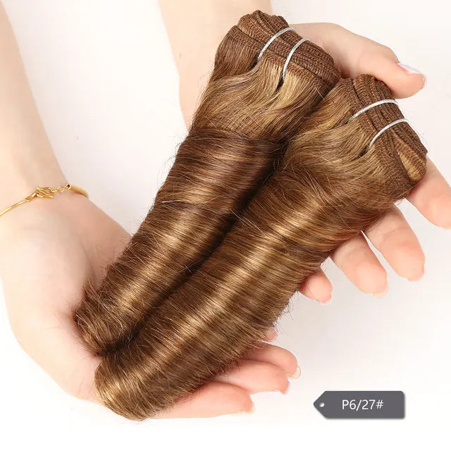 Sleek Double Drawn Loose Wave Color P4/27 P6/27 P1B/30 P4/30 Brazilian Remy Human Hair Bundles 1Pcs Hollywood Wave Hair Bundles