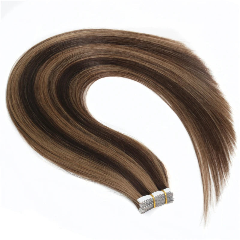 BHF Tape In Hair Extensions Human Hair 20pcs/Pack European Remy Straight Invisible Tape Ins Adhensive 100% Human Hair For Salon