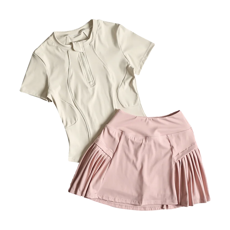 Running sports suit for women 2025 summer new high-end tennis semi-zipper yoga top badminton fitness suit
