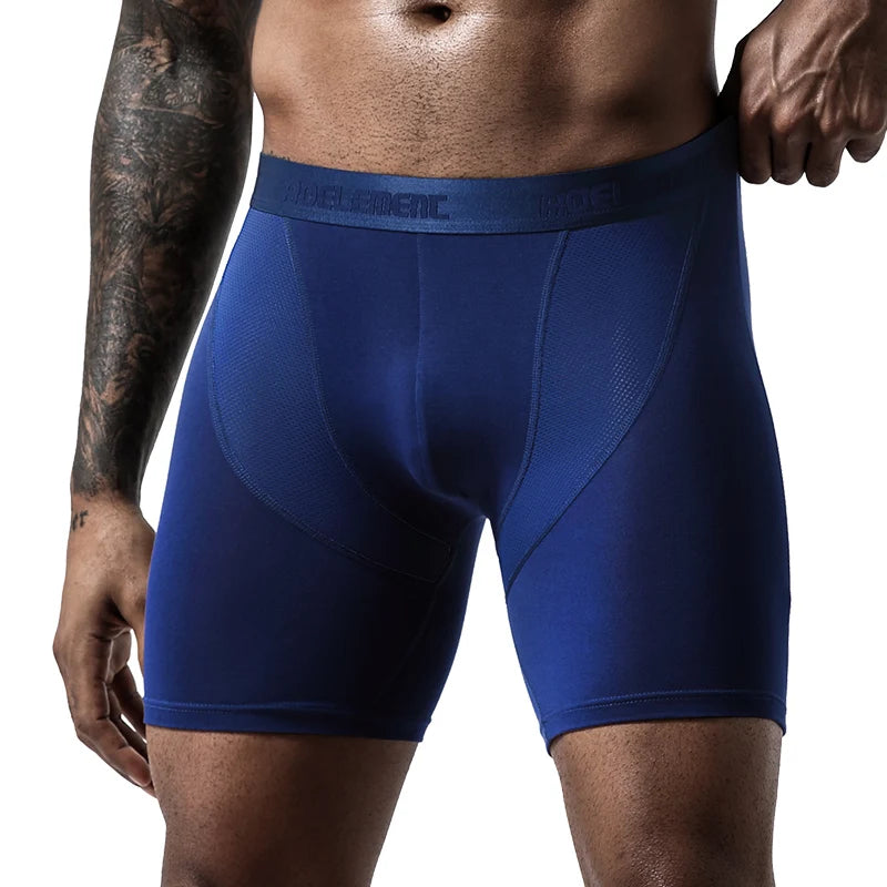 Sports underwear men's anti-wear leg Modal professional running fitness tight body long leg quick dry plus long boxers
