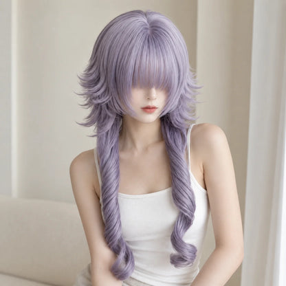 Lavender Purple High Level Comes with Anti Stiff Jellyfish Head and bangs Daily Top Synthetic Full Head Set