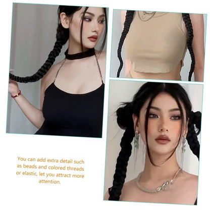 1/2PCS Hair Extension Braided Ponytail Fashion Long Twist Braided Ponytail Synthetic Extension Hair Accessories Hip Hop Y2K Girl