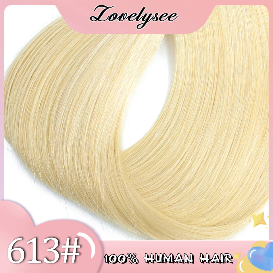 Lovelysee 3/4 Half Wig Human Hair With Clip in Hair Extensions Silky Straight Remy Hair Brown Color Soft 150% 180% Wig For Women