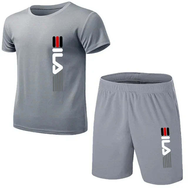 Summer Men's Fashion Simple Fitness Two-piece Oversized  Fashion Short Sleeve and Shorts Sets Size Casual Sportswear Men's Suit