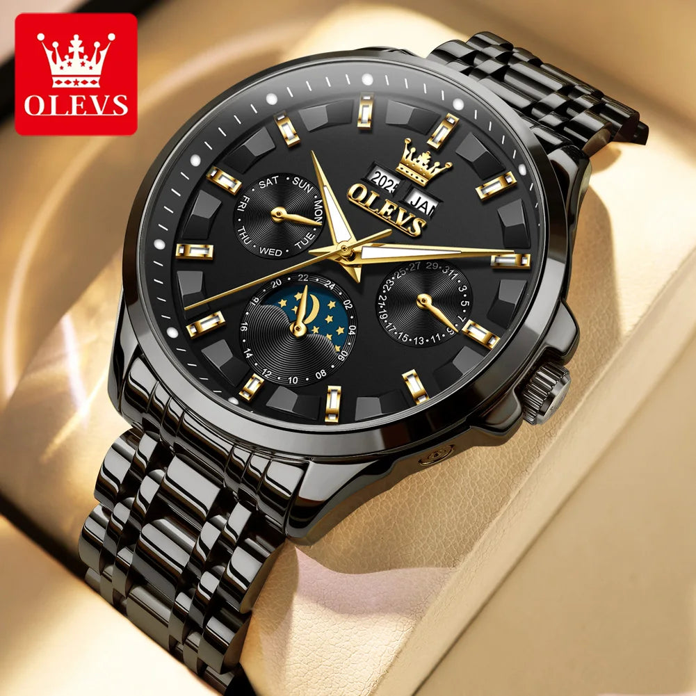 OLEVS 7070 Automatic Watch Men Moon phase Waterproof Men Watches Stainless steel Luxury Mechanical Watch for Men