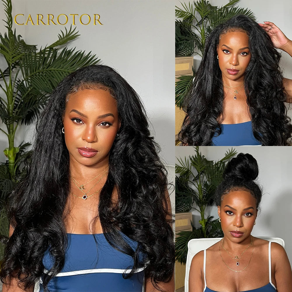 Kinky Straight And Body Wave 5x5 Transparent Lace Closure Pre Plucked Human Hair Glueless Wig Ready To Wear For Daily Use