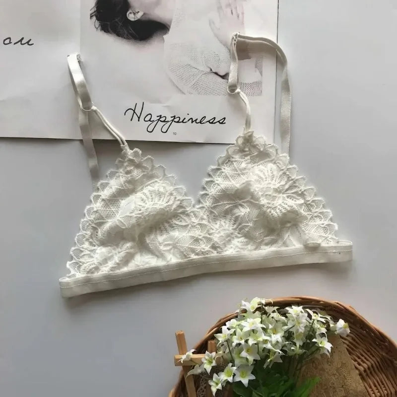 Summer Sexy Lace Tube Top Women Hollow Out Bralette Thin Chest Girl Bras Seamless Transparent Lingerie French Underwear