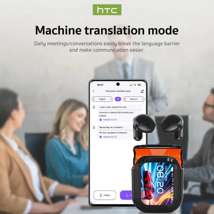 Translator HTC NE20 New Bluetooth 6.0 Wireless Headphones Translation Earphones IPX4 Waterproof Rating Long Battery Life
