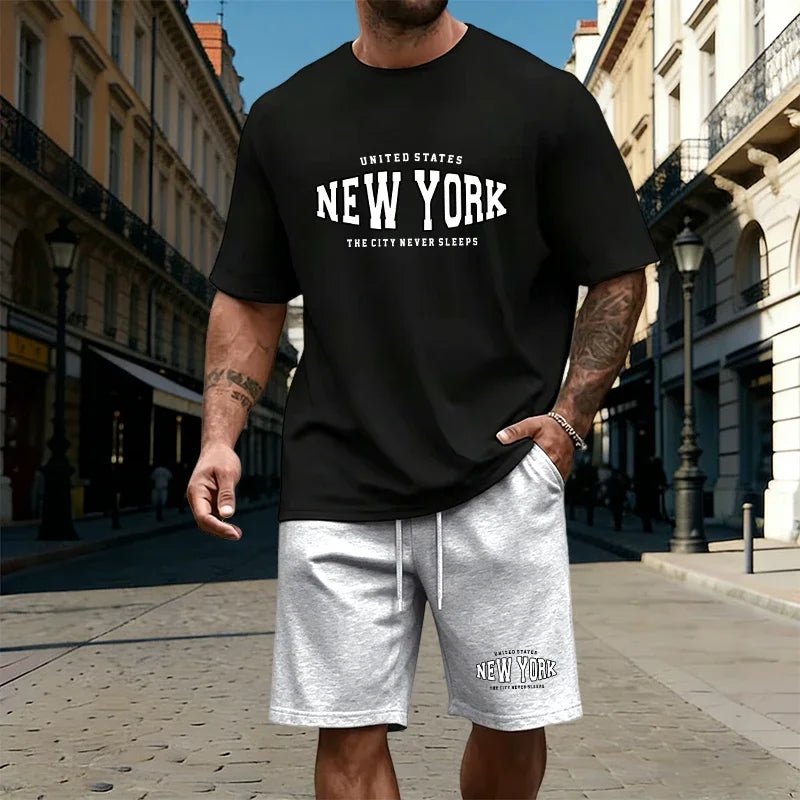 Mens T-Shirt Tracksuit Printing Casual Jogging Sportswear Outdoor Sports Adult Clothing Summer High Quality Short Sleeves Shorts