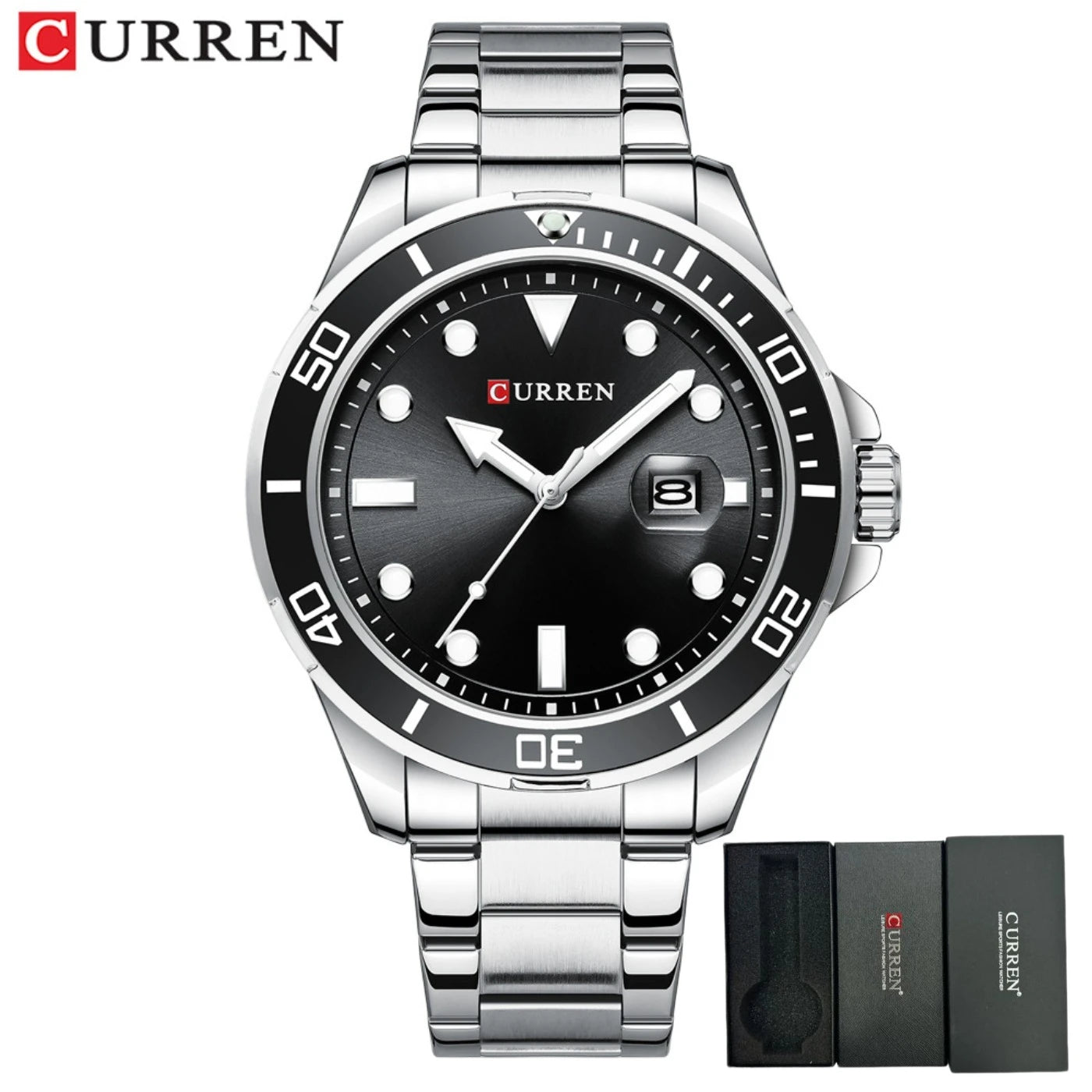 CURREN New Green Water Ghost Series Brand High-end Luxury Watches Automatic Watch Men All Steel Waterproof Quartz Watch Gifts