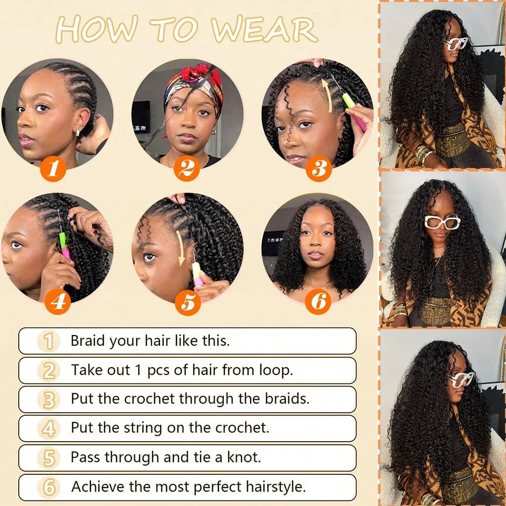Geeta 100% Human Hair Feather Crochet 12A 240g 300g Deep Wave Pre-Separated Feather Crochet Invisible Crochet Hair Extensions