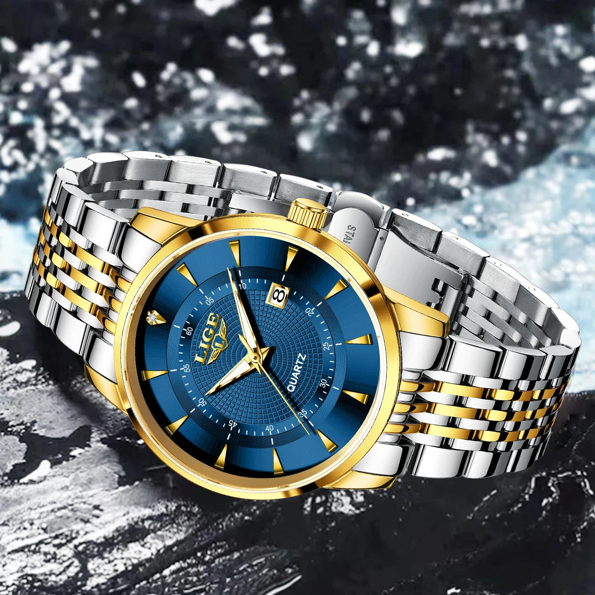 LIGE New 2026 Luxury Man Watch Waterproof Stainless Steel Luminous Date Watch Fashion Simple Casual Man’s Quartz Watches Box