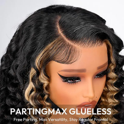 Alipearl Hair Glueless Wig Side Part Highlight Deep Wave Lace Front Wig Human Hair Pre Cut Hairline Balayage 13x4 Wig Human Hair