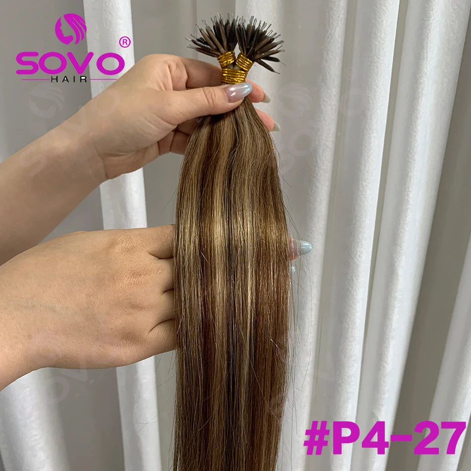 Nano Ring Hair Extensions Human Hair 100 Strands Remy European Straight Hair Natural Blonde Invisible Reusable