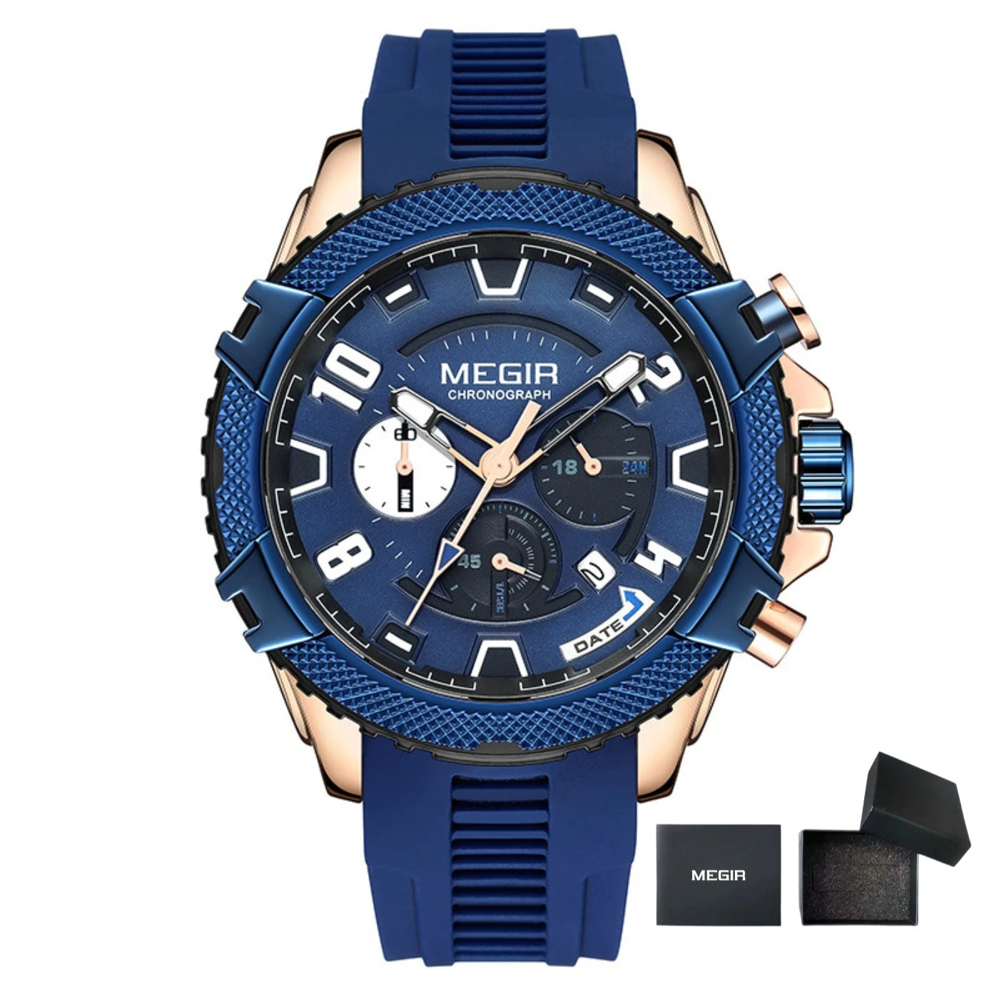 MEGIR 48MM Dial Chronograph Men's Quartz Watches Waterproof Luminous Sport Casual Wristwatch with 24-hour Auto Date Gift for Man