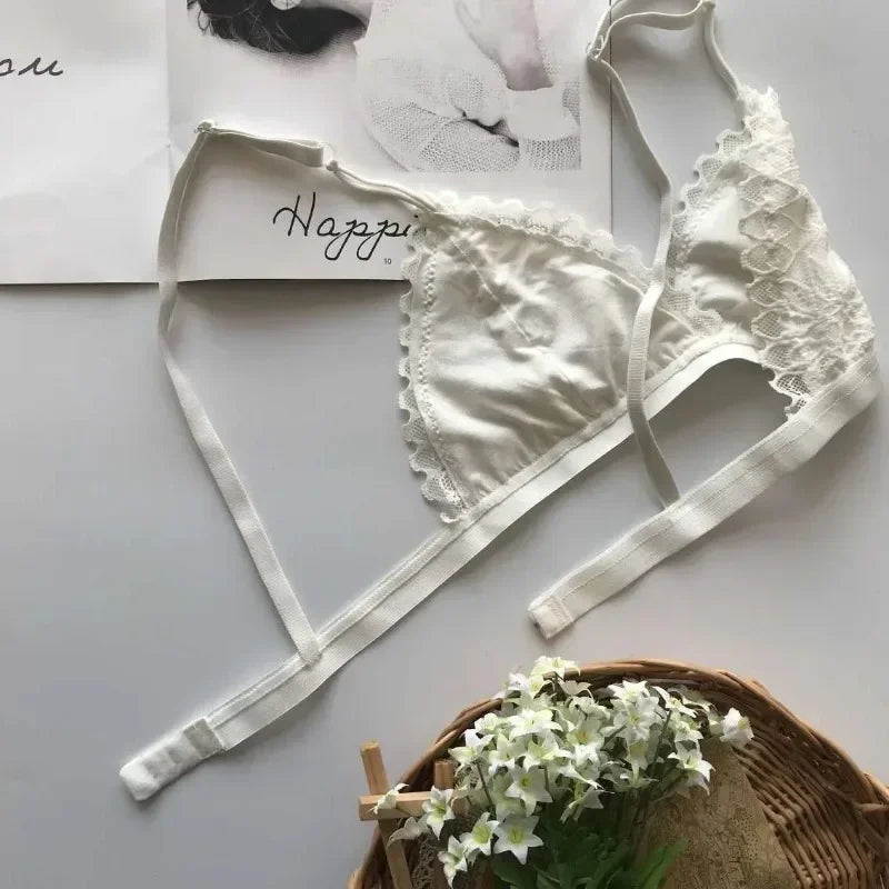 Summer Sexy Lace Tube Top Women Hollow Out Bralette Thin Chest Girl Bras Seamless Transparent Lingerie French Underwear