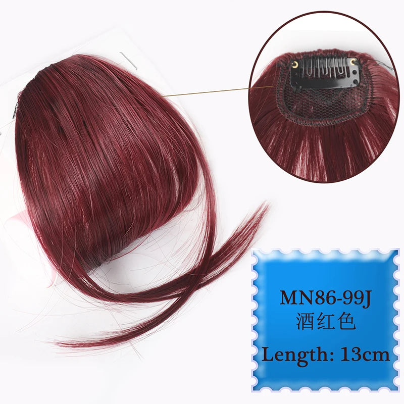 Synthetic Hair Clip In Bangs Brown Colored Invisible Front Fringes Clip in Hair Air Bangs Natural Black Fake Hair Bangs For Girl