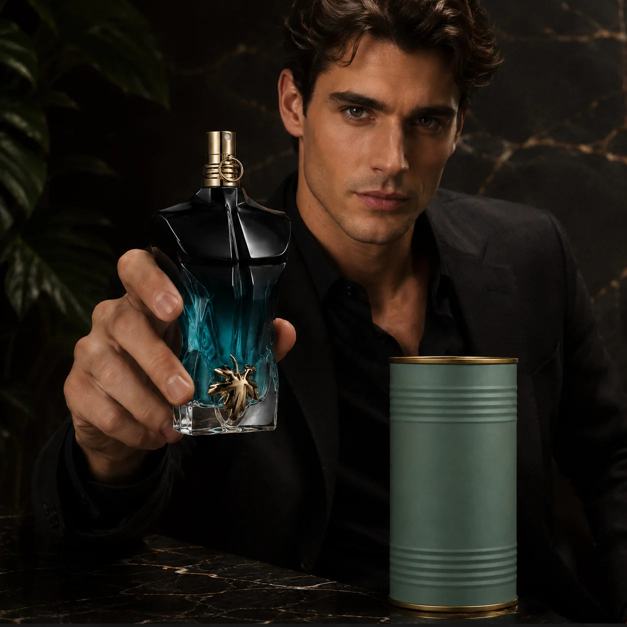 Premium Luxury Black Blue Torso Men Perfume 100ml 3.4oz CologneSpray Fresh Aquatic Scent Masculine LongLasting Metal Tin Gift Box