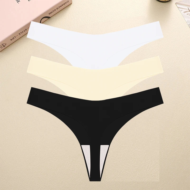 3PCS/SET Sexy G-String Underwear Female T-back Intimates Lingerie Seamless Low Waist Underpants 10 Color Lady Bikini Panty XS-XL