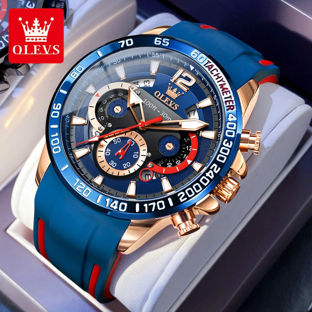 OLEVS casual fashion Men's wristwatch Chronograph waterproof 46mm Large dial quartz watch for man luminous sports genuine watch