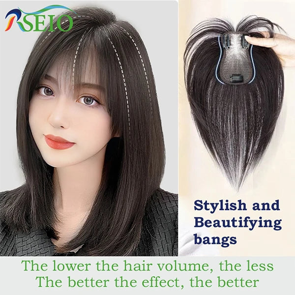 RSEIO Hair Toppers 7x11cm Women Topper Hair Natural Hair Wig 100% Human Hair Clip In Hair Extension For Women