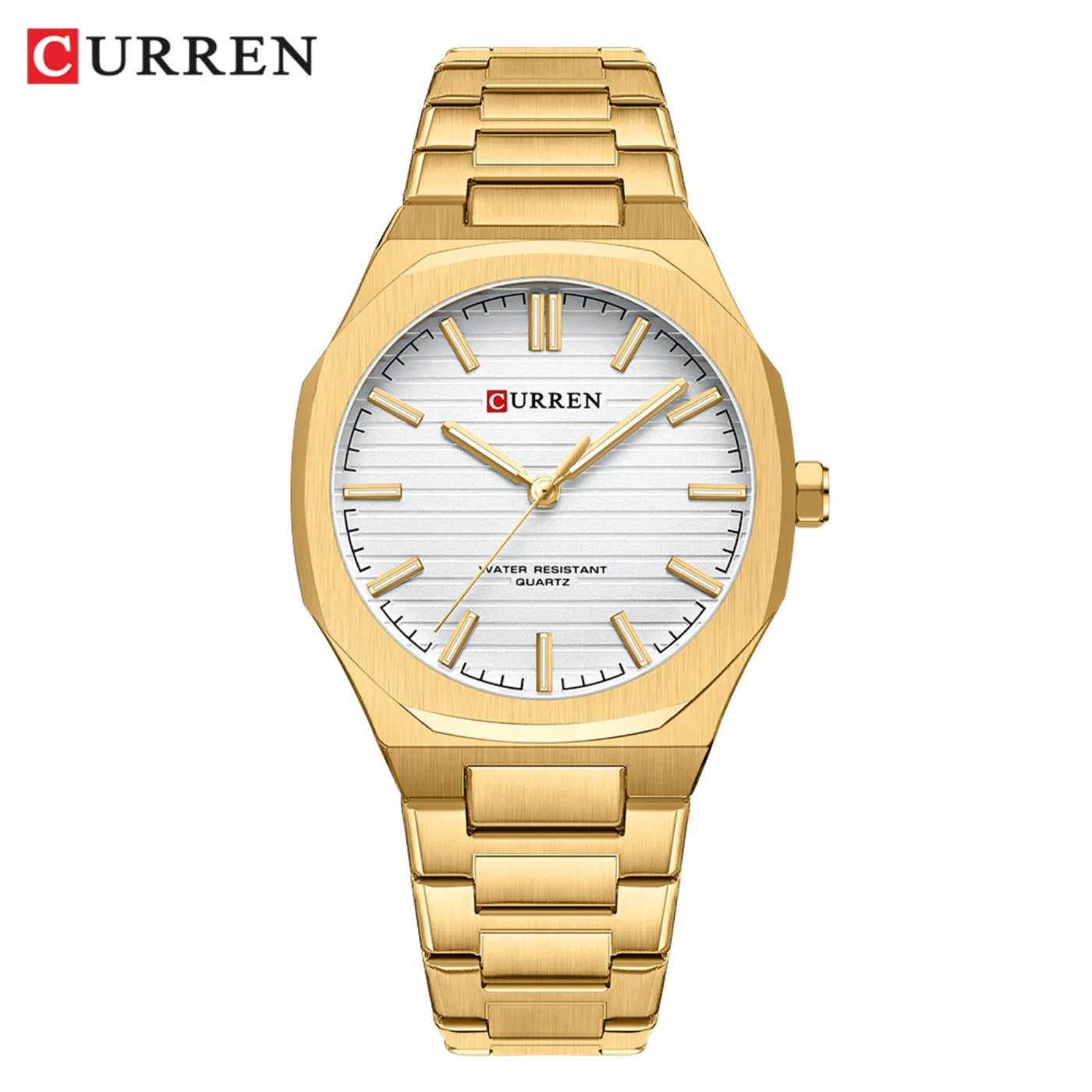 CURREN 8456 Business Quartz Stainless Steel Strap Watch Square Dial Casual Style Wristwatch with Waterproof Function
