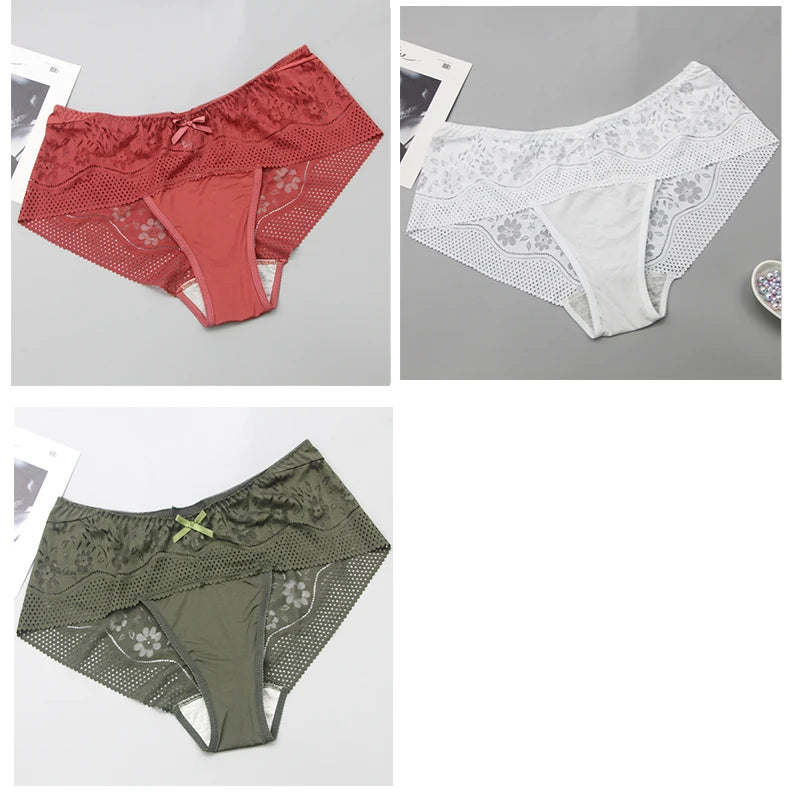 DaiNaFang New Plus Size Underwear Women Sexy Transparent Lace Modal Cotton Panties High Waist Large Lingerie